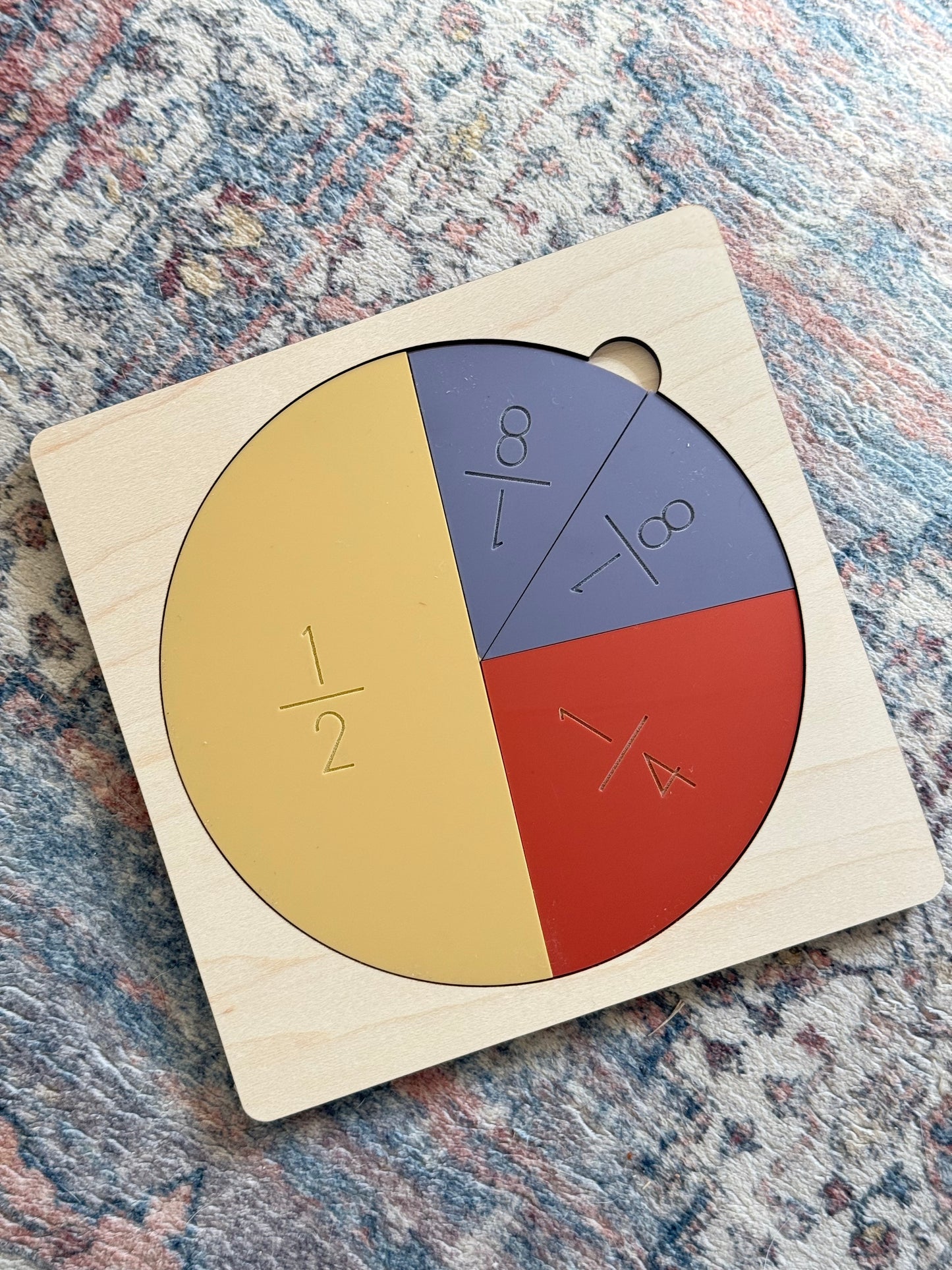Fractions Learning Tool | Fraction Puzzle | Montessori Homeschool Preschool | Laser Engraved Maple & Acrylic | Hands On