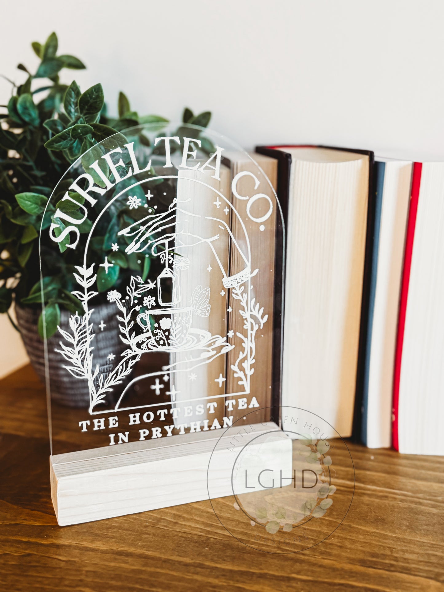 The Suriel | ACOTAR Inspired Bookshelf Decor | Sarah J Maas | Laser Engraved | ACOTAR Decor | Velaris | Suriel Tea Co | Prythian