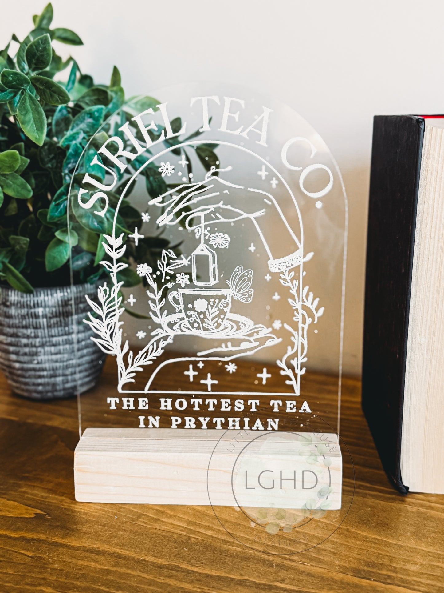 The Suriel | ACOTAR Inspired Bookshelf Decor | Sarah J Maas | Laser Engraved | ACOTAR Decor | Velaris | Suriel Tea Co | Prythian