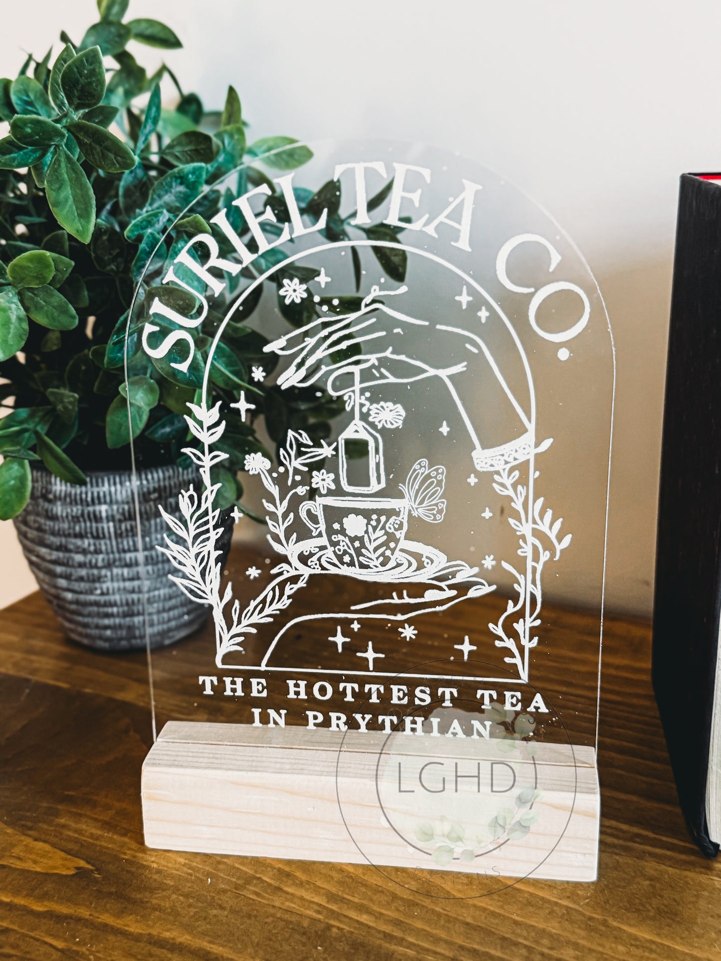 The Suriel | ACOTAR Inspired Bookshelf Decor | Sarah J Maas | Laser Engraved | ACOTAR Decor | Velaris | Suriel Tea Co | Prythian