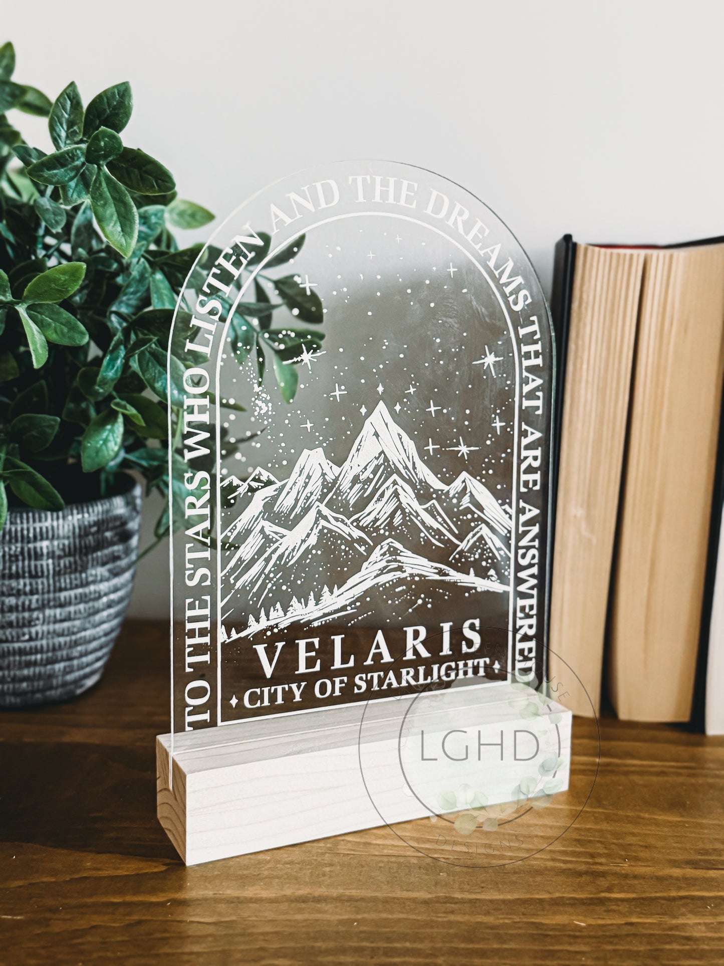 Velaris Shelf Decor β ACOTAR-Inspired Wooden Sign | Sarah J Maas Bookshelf Sitter | Fantasy BookTok Room Aesthetic | City of Starlight