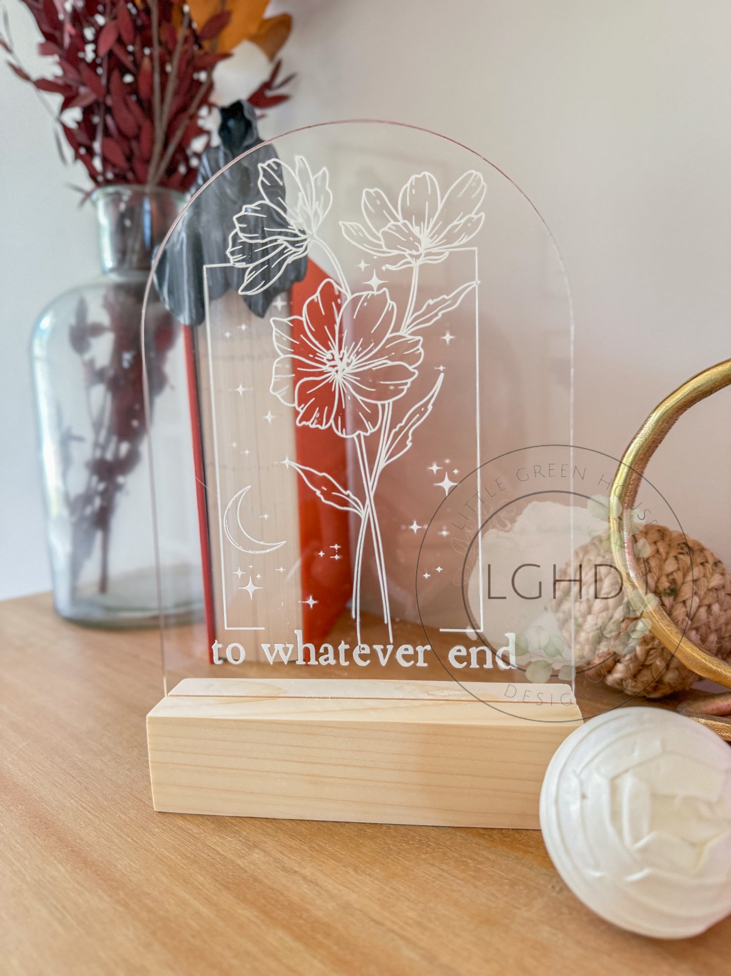 Throne of Glass Shelf Sitter – To Whatever End Quote | Fireheart Aelin Decor | BookTok Romantasy Bookshelf Gift for Sarah J. Maas Fans