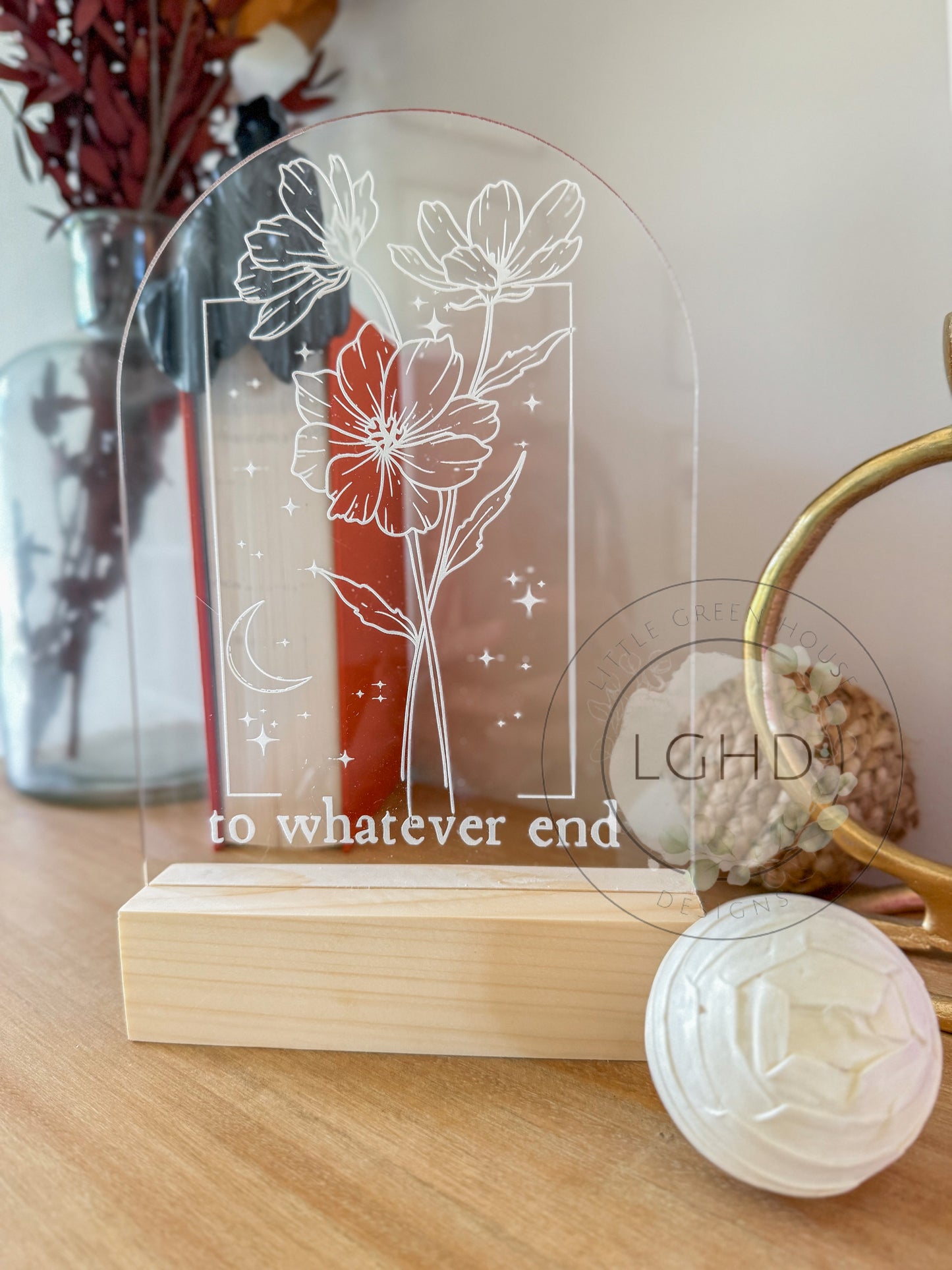 Throne of Glass Shelf Sitter – To Whatever End Quote | Fireheart Aelin Decor | BookTok Romantasy Bookshelf Gift for Sarah J. Maas Fans