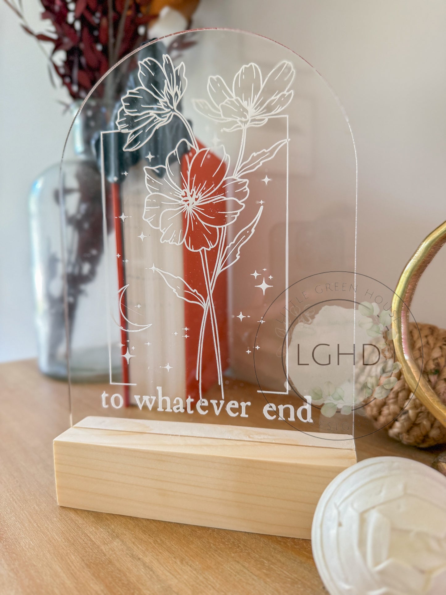 Throne of Glass Shelf Sitter – To Whatever End Quote | Fireheart Aelin Decor | BookTok Romantasy Bookshelf Gift for Sarah J. Maas Fans