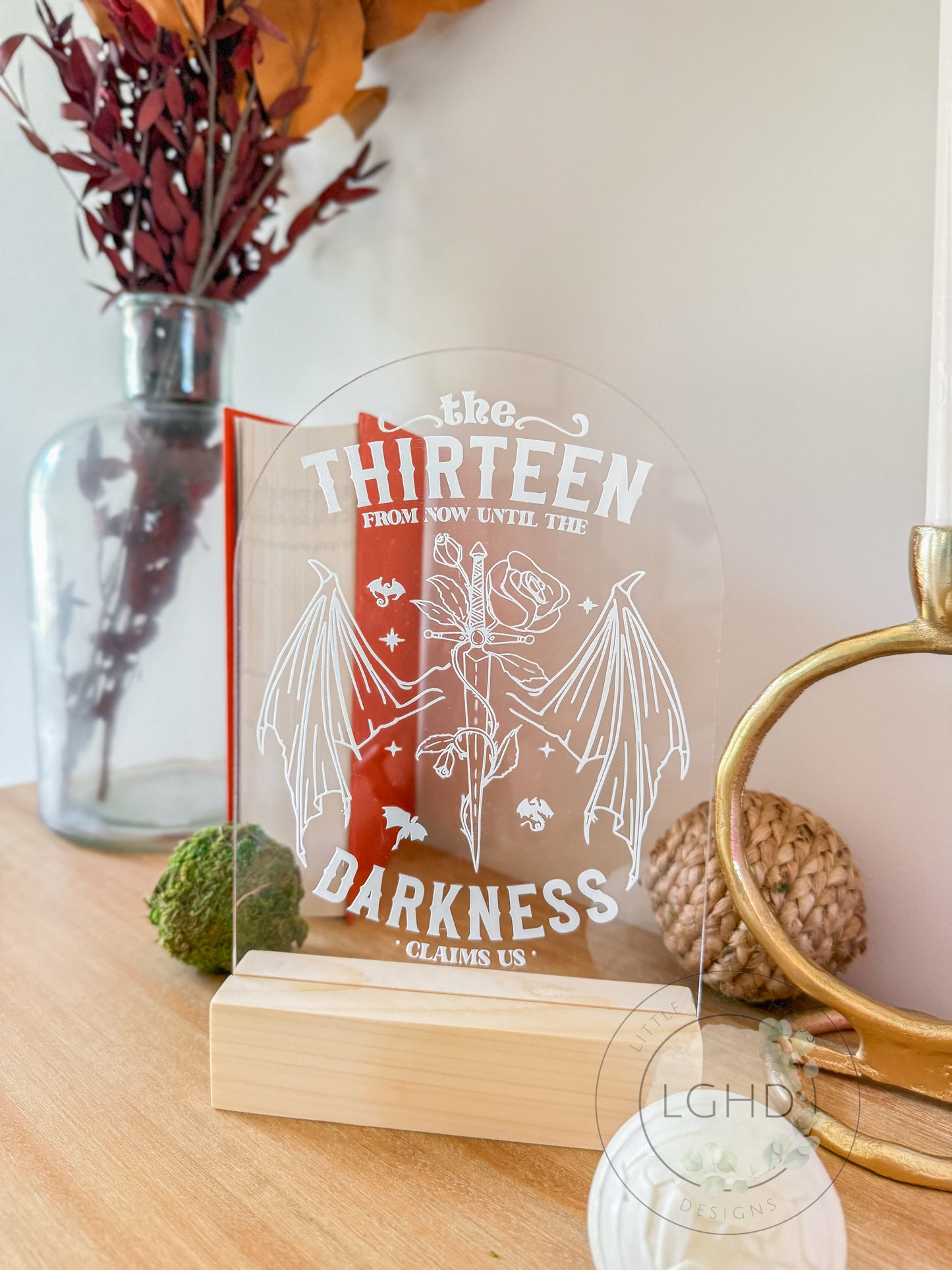 The Thirteen Shelf Sitter – Throne of Glass Inspired Decor | Manon & Abraxos Bookish Sign | Sarah J Maas Bookshelf Gift | Live Manon, Live