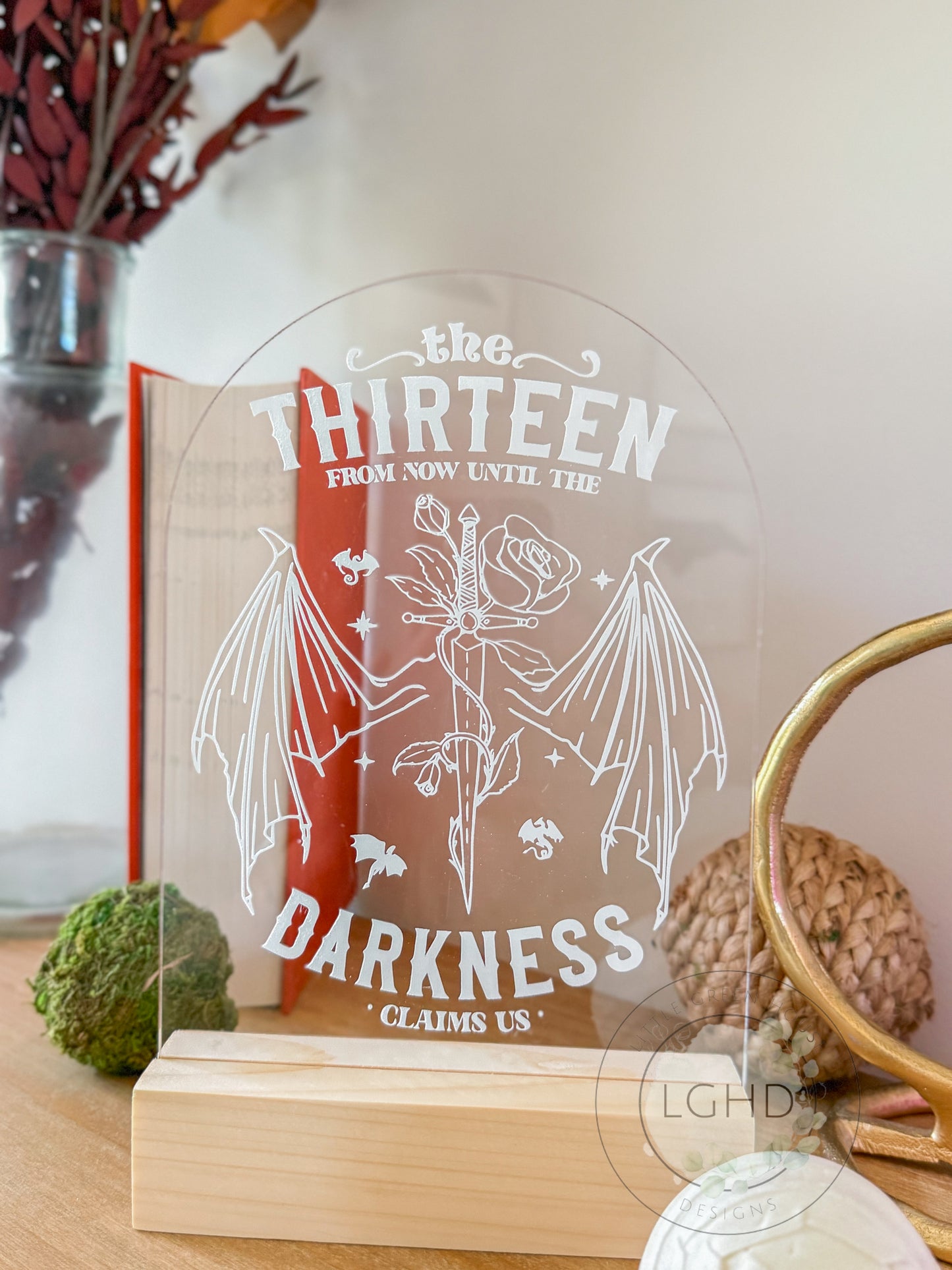The Thirteen Shelf Sitter – Throne of Glass Inspired Decor | Manon & Abraxos Bookish Sign | Sarah J Maas Bookshelf Gift | Live Manon, Live