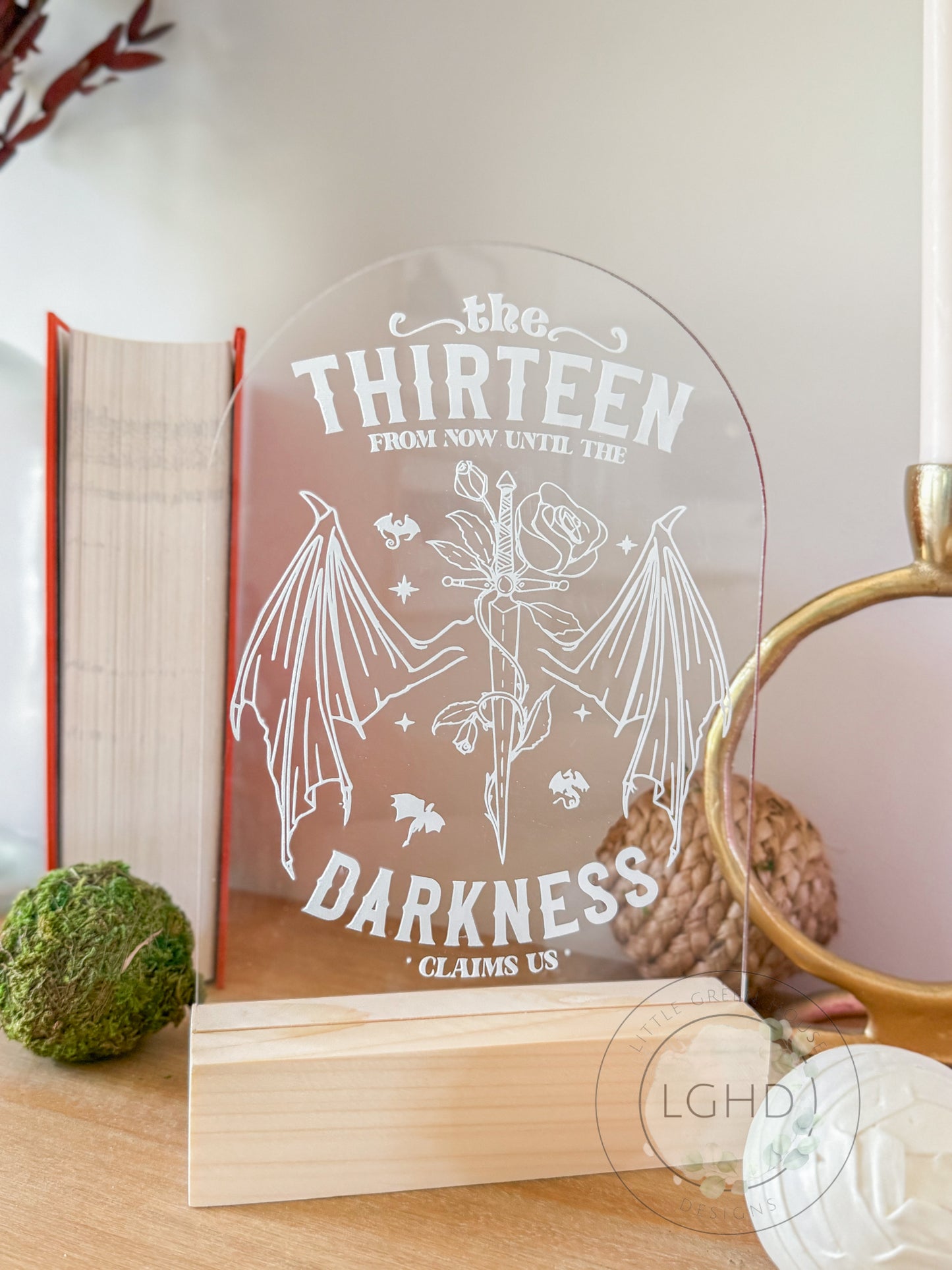 The Thirteen Shelf Sitter – Throne of Glass Inspired Decor | Manon & Abraxos Bookish Sign | Sarah J Maas Bookshelf Gift | Live Manon, Live