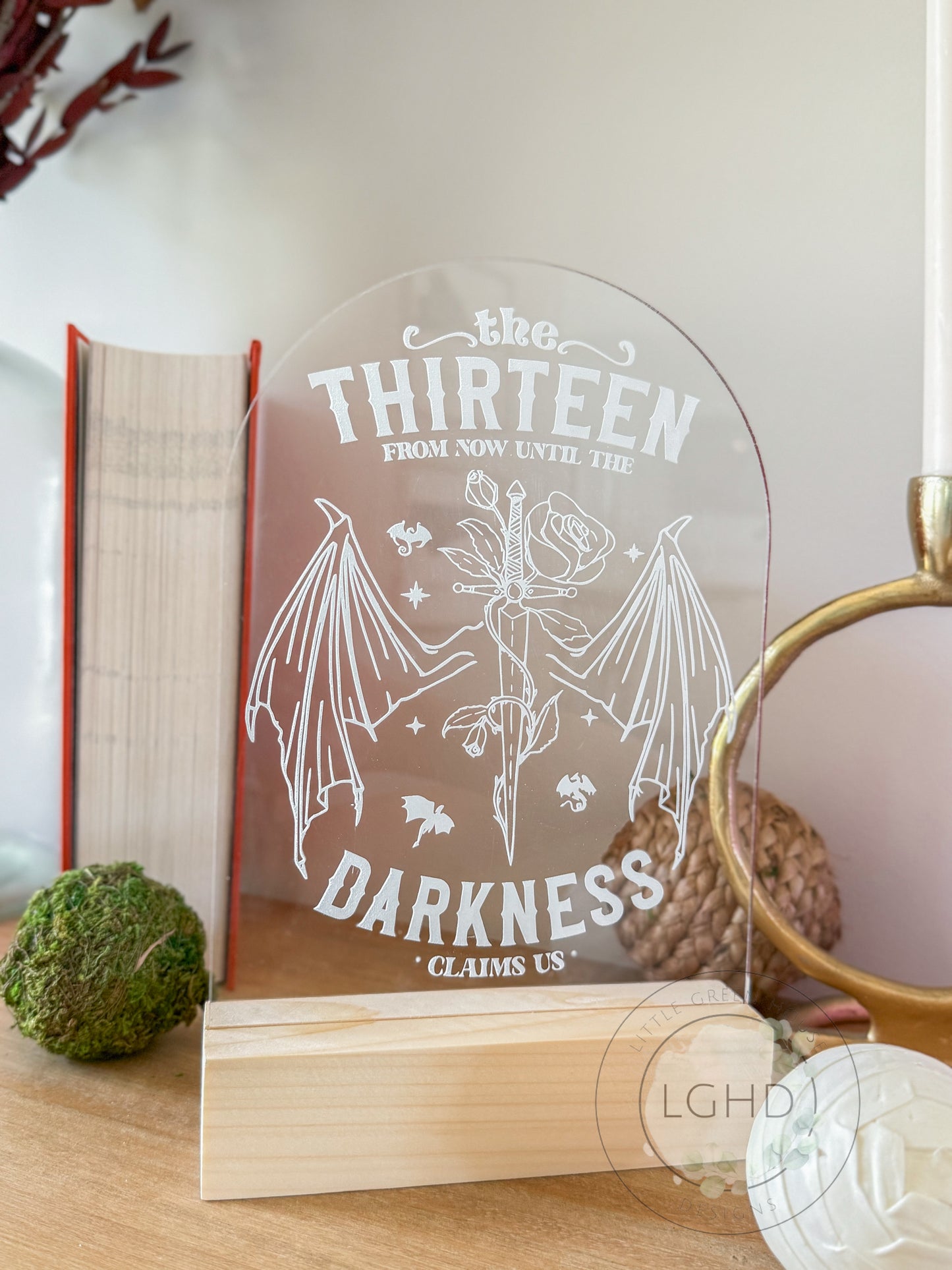 The Thirteen Shelf Sitter – Throne of Glass Inspired Decor | Manon & Abraxos Bookish Sign | Sarah J Maas Bookshelf Gift | Live Manon, Live