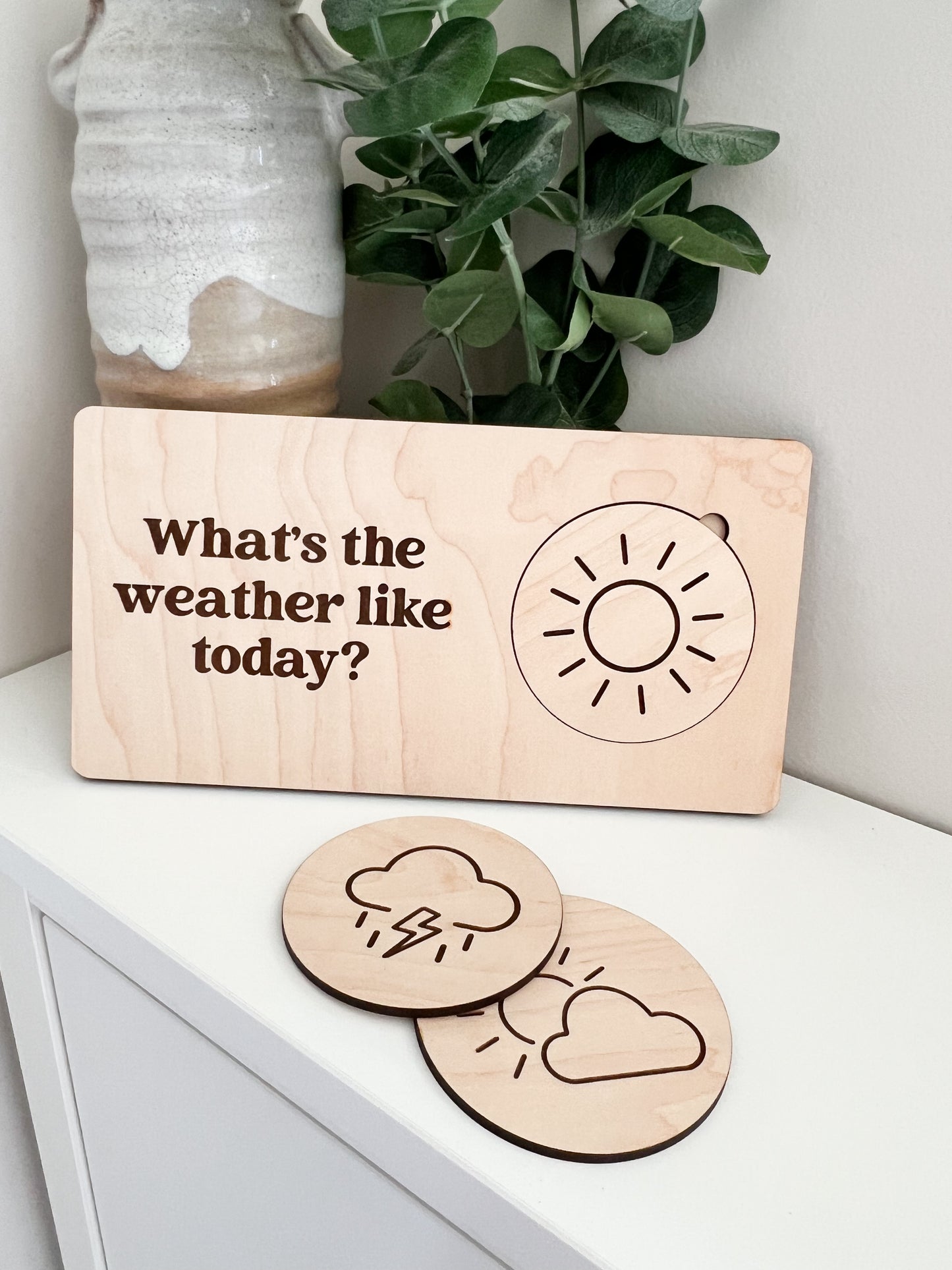 Wooden Weather Board | Montessori Style | Daily Morning Board | Kids Toys | Weather Tokens