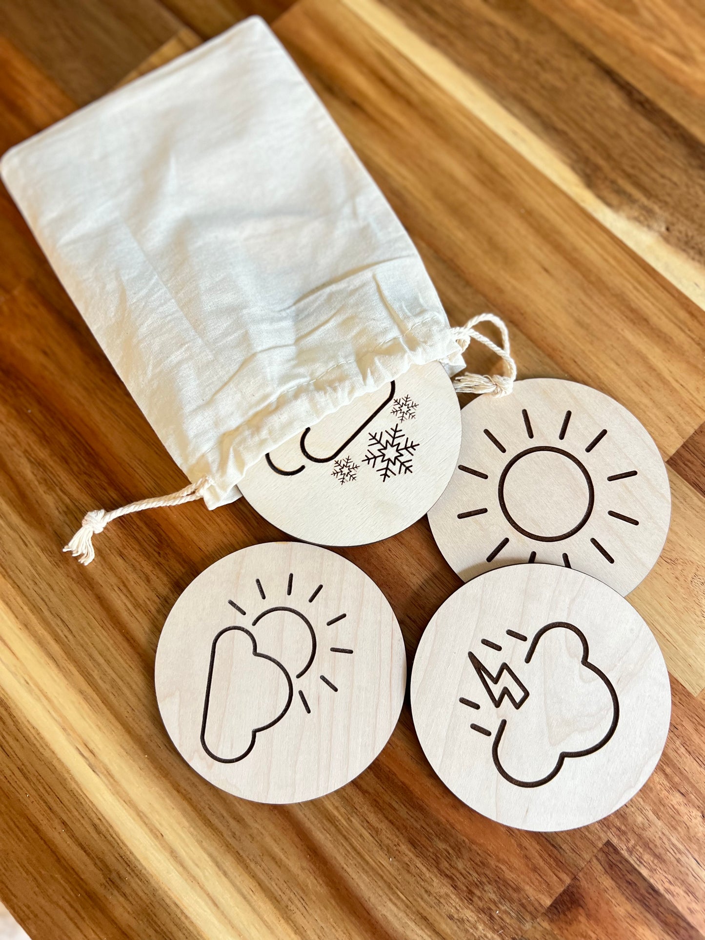 Wooden Weather Board | Montessori Style | Daily Morning Board | Kids Toys | Weather Tokens