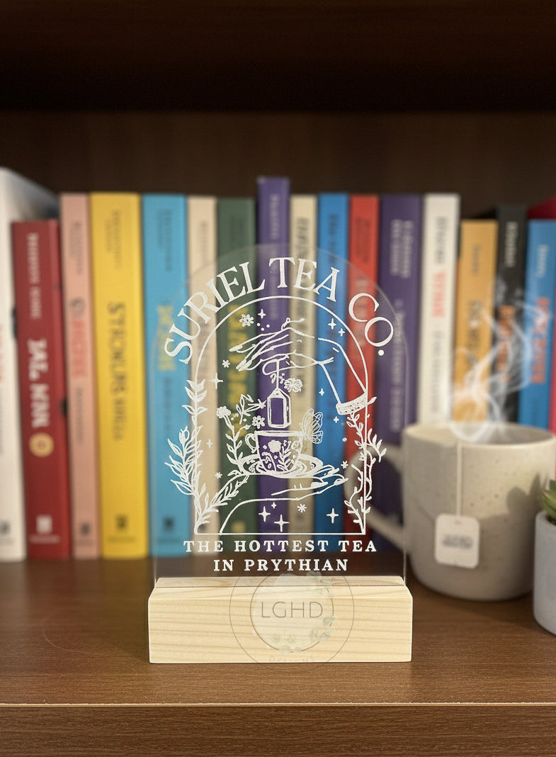 The Suriel | ACOTAR Inspired Bookshelf Decor | Sarah J Maas | Laser Engraved | ACOTAR Decor | Velaris | Suriel Tea Co | Prythian