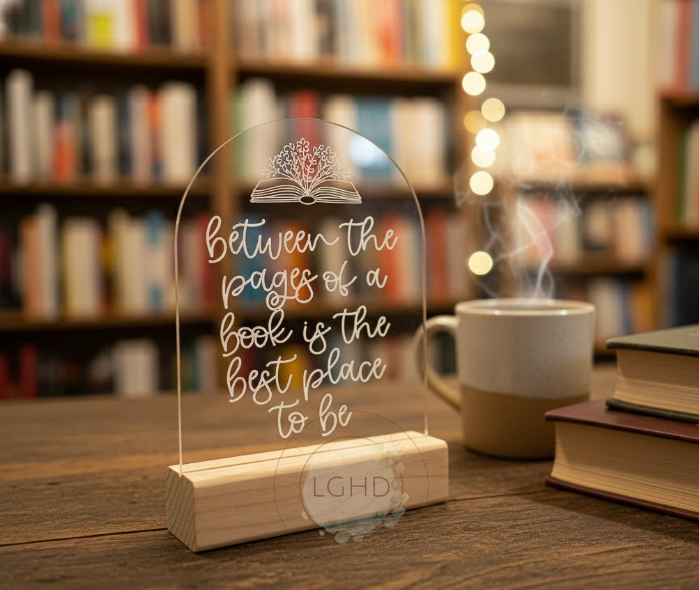 Shelf Sitter “Between the Pages” Sign – Book Lover Gift | Bookish Room Decor | Reading Nook Aesthetic