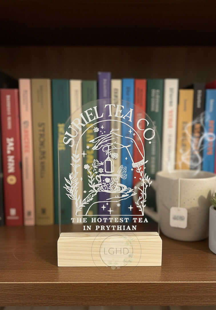 The Suriel | ACOTAR Inspired Bookshelf Decor | Sarah J Maas | Laser Engraved | ACOTAR Decor | Velaris | Suriel Tea Co | Prythian