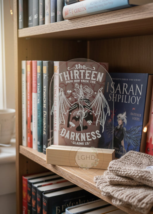 The Thirteen Shelf Sitter – Throne of Glass Inspired Decor | Manon & Abraxos Bookish Sign | Sarah J Maas Bookshelf Gift | Live Manon, Live