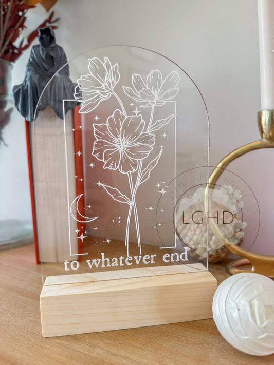 Throne of Glass Shelf Sitter – To Whatever End Quote | Fireheart Aelin Decor | BookTok Romantasy Bookshelf Gift for Sarah J. Maas Fans