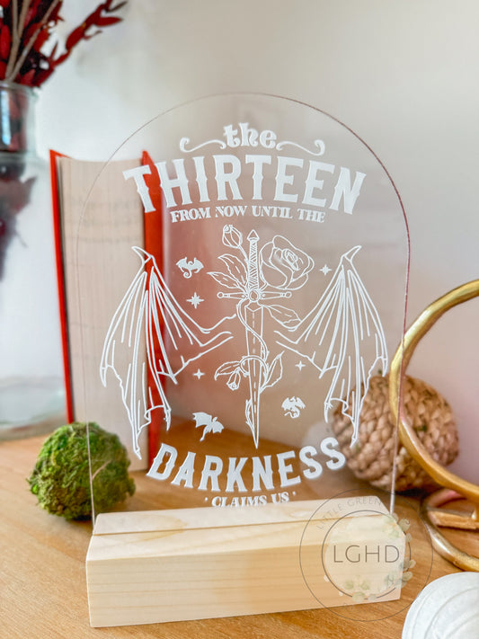 The Thirteen Shelf Sitter – Throne of Glass Inspired Decor | Manon & Abraxos Bookish Sign | Sarah J Maas Bookshelf Gift | Live Manon, Live