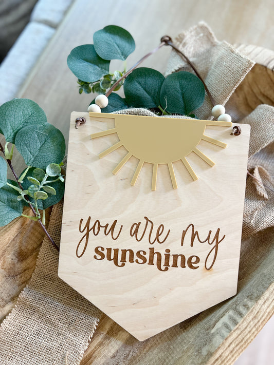 Door Hanger You Are My Sunshine Door Hanger | Wood & Acrylic "You Are My Sunshine"| Personalized Kids Room Decor