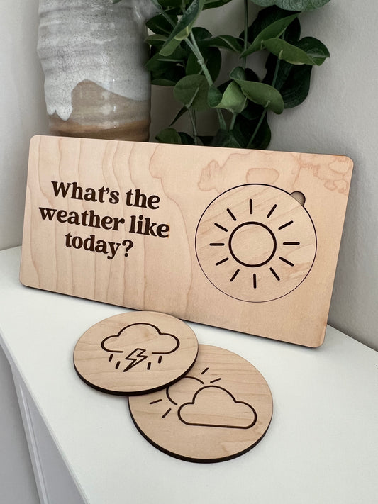 Wooden Weather Board | Montessori Style | Daily Morning Board | Kids Toys | Weather Tokens