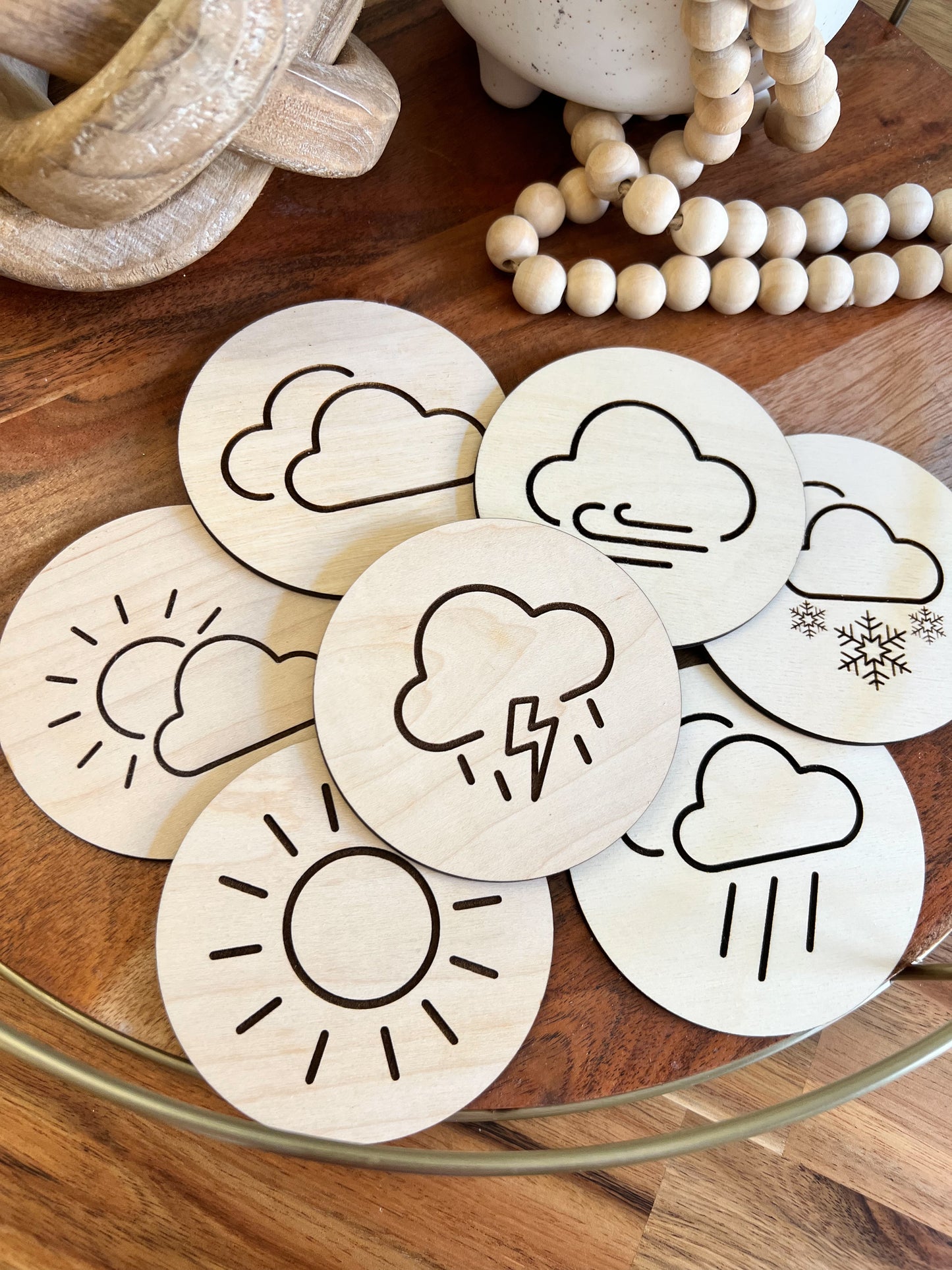 Wooden Weather Board | Montessori Style | Daily Morning Board | Kids Toys | Weather Tokens